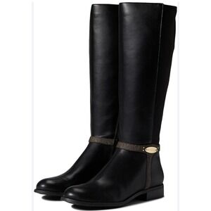 Michael Kors Finley Black Leather Knee-High Riding Boots Women's Size 8